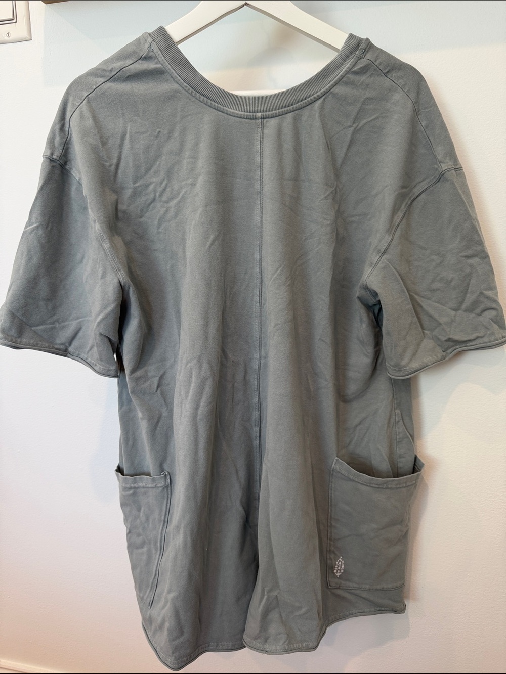 FP Movement by Free People gray/ light blue Short Sleeve Romper with Pockets